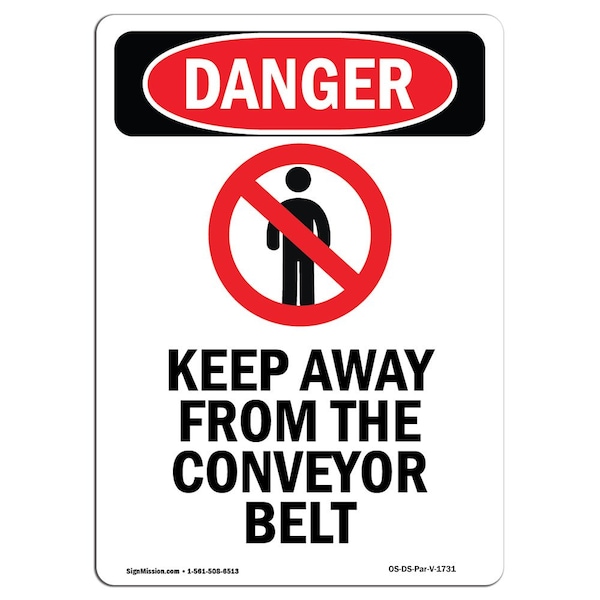 Safety Sign, OSHA Danger, 5" Height, Keep Away From The, Portrait, 10PK